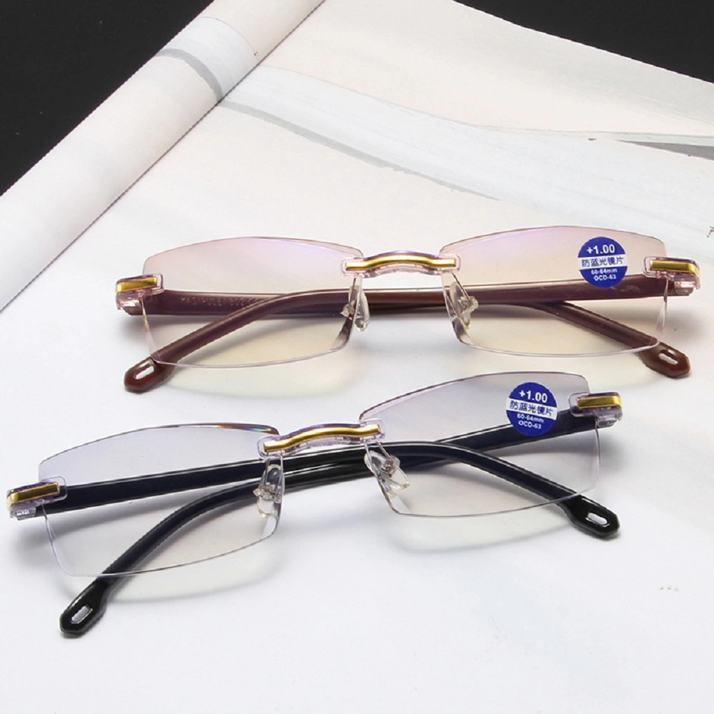 Anti Blue Light Blocking Rimless Readingglasses Women Men Square Presbyopic Glasses Diopters +1.0 1.5 2 2.5 3.0 3.5 4